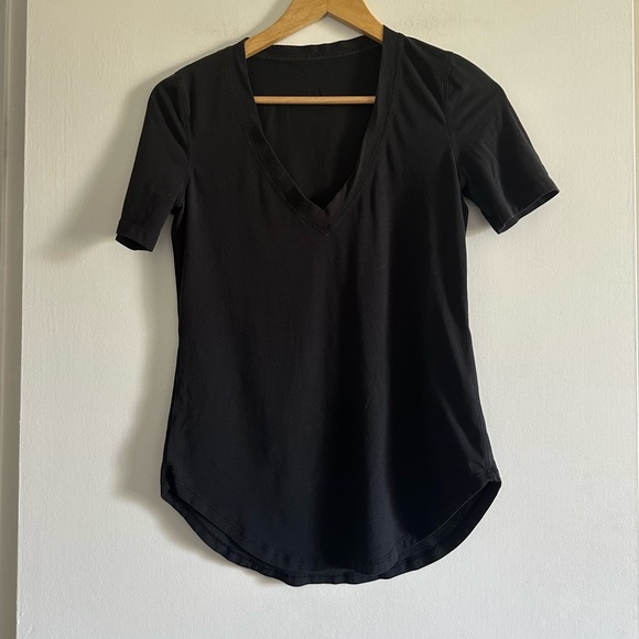 lululemon athletica Tops - Lululemon Athletica Black Little Bit of Love Pima Cotton Classic V-Neck Tee